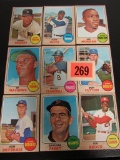 1968 Topps Baseball Lot (9) Stars Brock, Stargell, Drysdale, Morgan, Oliva+