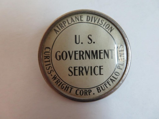 Original Vintage U.S. Government Worker Employee Badge (Airplane Division - Curtiss-Wright Corp)