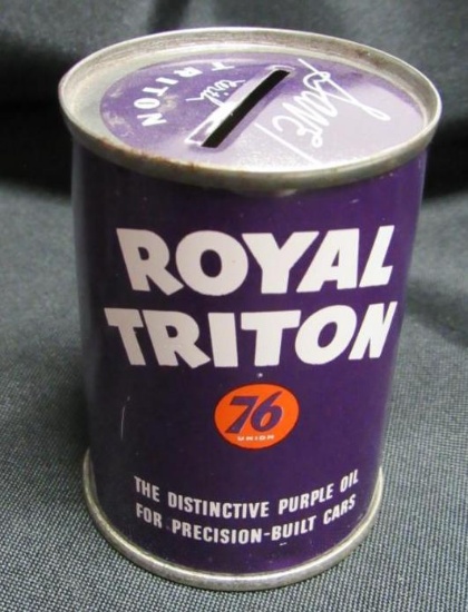 Vintage Union 76 Royal Triton Motor Oil Can Coin Bank