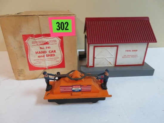 Vintage American Flyer #741 Hand Car and Shed w/ Original Box