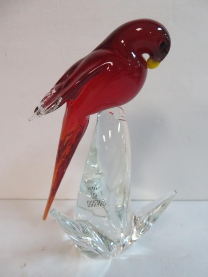 Beautiful Murano Art Glass Bird Sculpture 8.5"