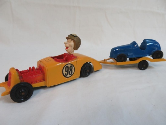 Vintage Tootsietoy Hot Rod Herman & Trailer RARE 10"