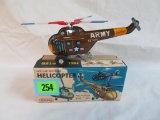 Antique Straco Japan Tin Key Wind US Army Helicopter MIB
