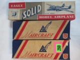 (3) Antique Balsa Wood Model Airplane Kits Maircraft, Eagle