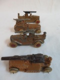 Lot (4) Antique Barclay/ Manoil Army Anti-Aircraft Trucks