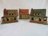 (3) Antique Lionel Tin Buildings Houses Cottages