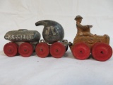 Antique Barclay/ Manoil US Army Tractor w/ Gas & Gasoline Cars