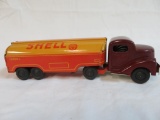 Antique Japan Tin Wind-Up Shell Gas Tanker Truck 8.5