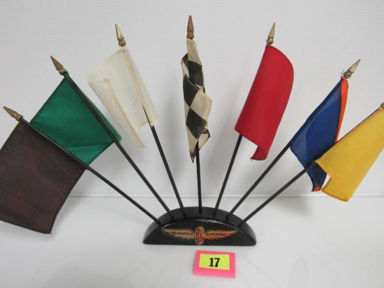 Vintage 1960's Indinapolis 500 Flag/ Desk Set