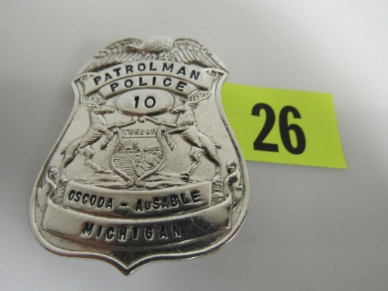 Vintage Police Chest Badge Oscoda-Ausable Michigan