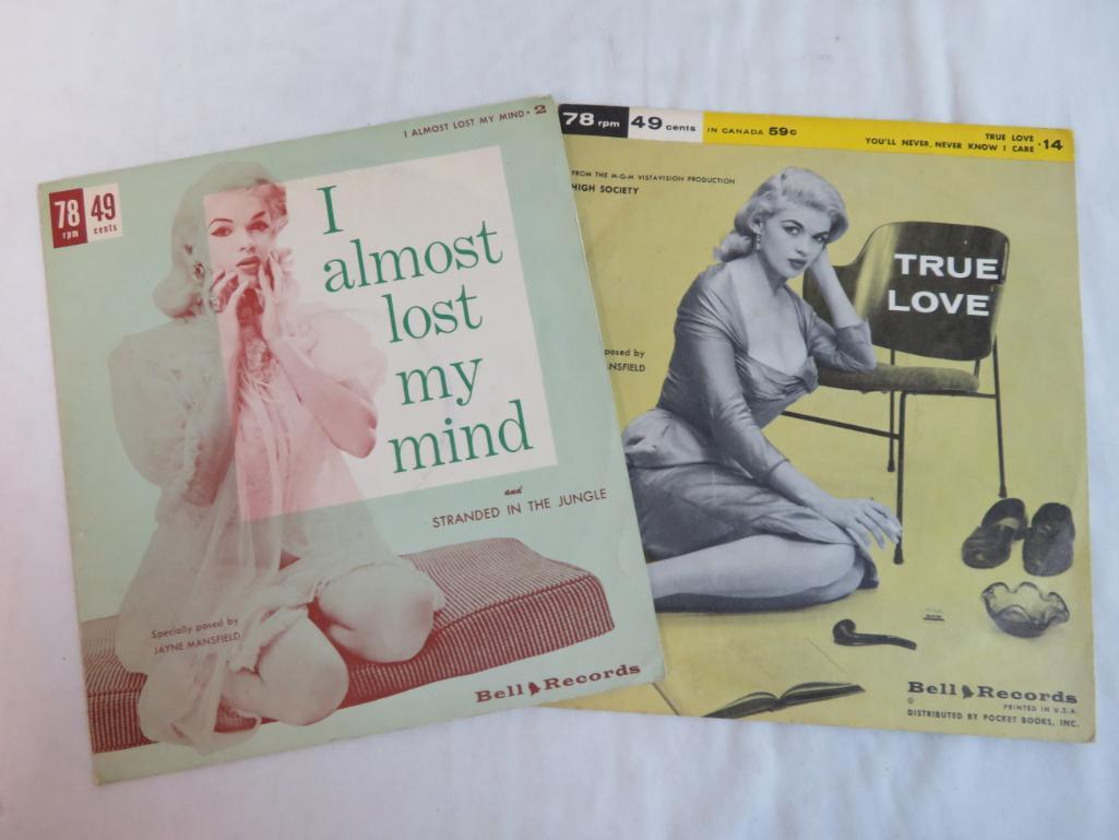 2) Vintage 78rpm records w/ Jayne Mansfield | Proxibid