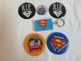 Lot (4) Vintage Superman Pins & Key Chain