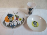 Vintage 1966 Batman & Robin 3pc. Breakfast Dish Set Includes Joker Bowl