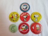 Lot (7) Vintage 1960's Peanuts/ Snoopy Pin Back Buttons