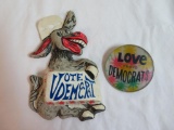 (2) Vintage 1960's Vote Democrat Items incl. Flicker Pin