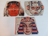 Lot (3) Vintage 1950's Wheaties Cereal Premium Masks