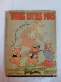 1933 Walt Disney's Three Little Pigs Illlustrated Hardcover Book w/ Dust Jacket