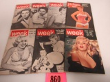 Lot (7) 1950's Picture Week Pocket Magazines Jayne Mansfield, Mamie+