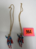 (2) Vintage 1978 Superman Cast Metal Charms/ Necklaces