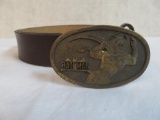 Vintage 1976 Batman Child's Belt Buckle with Leather Belt