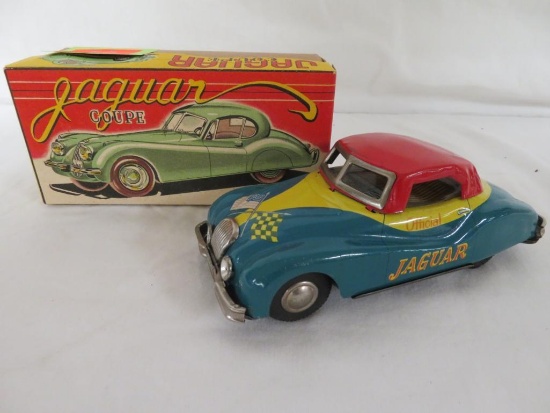 Rare Antique Bandai Japan 6" Jaguar Coupe Tin Friction Pace Car MIB