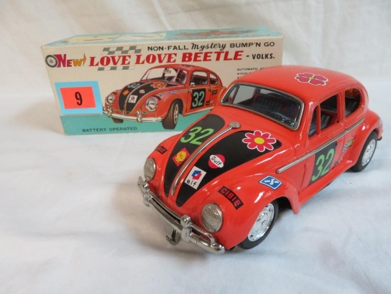 Vintage Taiyo Japan Tin Battery Op Volkswagen Love Beetle MIB 10"