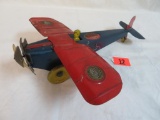 Early Antique Girard Tin Wind-Up Airplane w/ Driver