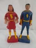 Rare 1946 Captain Marvel Jr. & Mary Marvel Kerr/ Syroco Statues/ Figures
