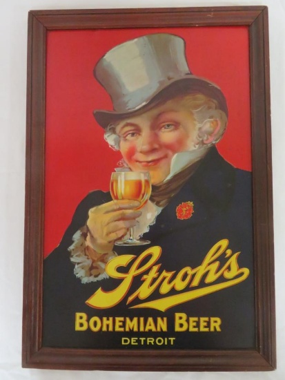 Outstanding Antique Stroh's Beer Tin Sign 14 x 21"