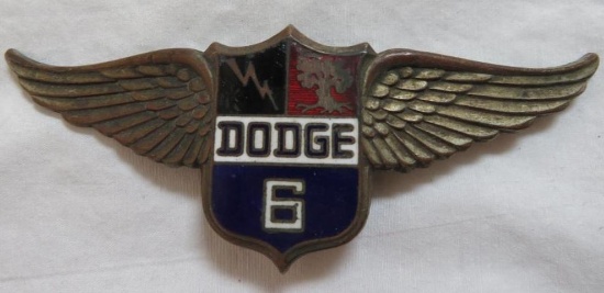 Rare Original Antique Dodge 6 Cloisonne Enameled Grill Badge