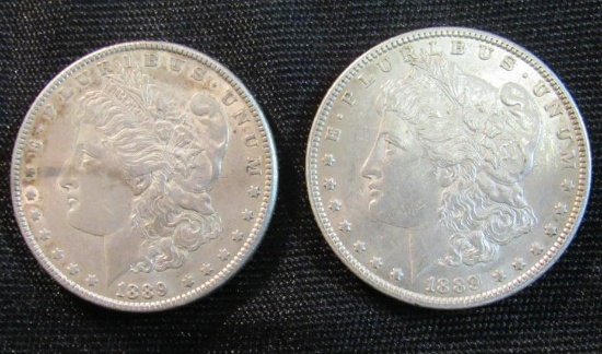 (2) 1889-P Morgan Silver Dollars