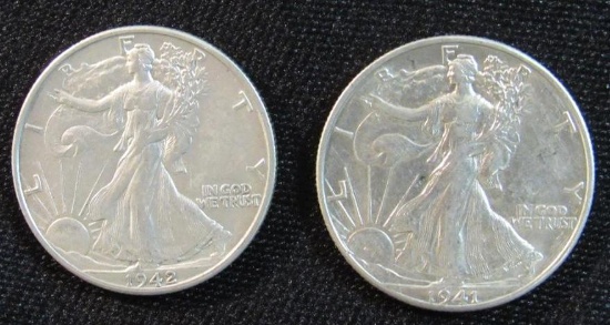 1941-D & 1942-D Walking Liberty Half Dollars