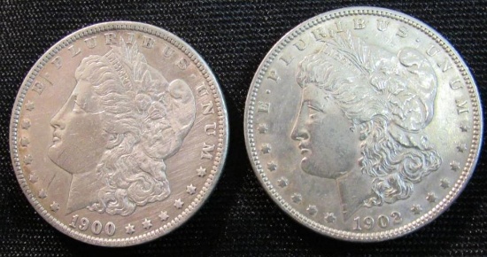 1900 & 1902 Morgan Silver Dollars