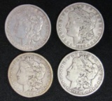 Lot (4) Morgan Silver Dollars 1884, 1888-O, 1900, 1900-O