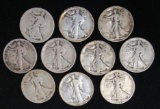 Mixed Lot (10) Walking Liberty Silver Half Dollars