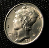 1938-D Mercury Dime Full Bands