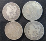 Lot (4) Morgan Silver Dollars 1879-S, 1880, 1881-O, 1921