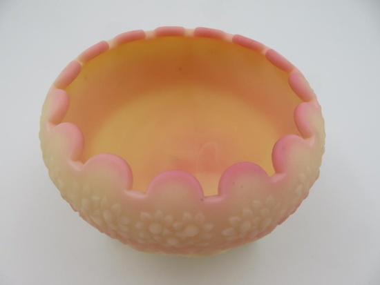 Vintage Fenton Burmese Footed Rose Bowl