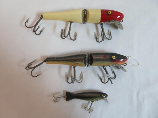 Lot of (3) Vintage Paw Paw Wood Fishing Lures