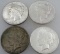 Lot (4) 1926 US Peace Silver Dollars 90% Silver