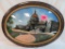 Antique Patriotic Reverse Painted Glass US Capitol Washington DC in Oval Frame