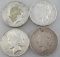 Lot (4) US Peace Silver Dollars 90% Silver