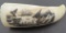 Vintage Whaling Ship Scrimshaw Carved Bone Ivory Tooth