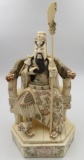 Outstanding Carved Ivory/Bone Seated Chinese Emperor, Artist Signed
