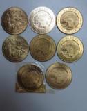 Lot of (8) 1959 Alaska Statehood $1 Trade Tokens