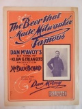 1902 The Beer That Made Milwaukee Famous Sheet Music