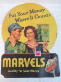 Antique Marvels Cigarettes Cardboard sign/ Buy War Bonds