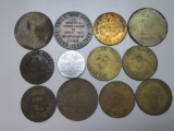 Lot of (10) Assorted Brass Brothel Tokens