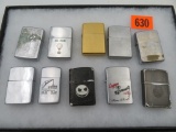 Lot (10) Assorted Vintage Zippo Lighters