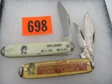 Lot (2) Vintage John Lennon Beatles Pocket Knives. All USA.